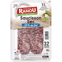 Monique Ranou Saucisson sec réduit en sel la barquette de 32 tranches - 100 g