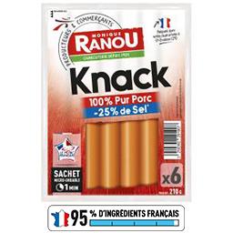 Monique Ranou Knack pur porc sel réduit le paquet de 6 - 210 g