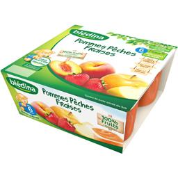 Coupelles fruits pomme peche fraise Coupelles fruits pomme peche fraise,BLEDINA,le pack de 4x100 gr