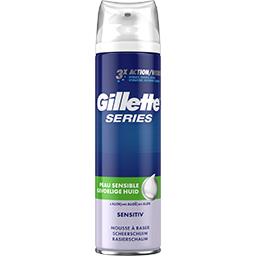 Gilette Series Mousse à raser peaux sensibles les 3 bombes de 250 ml