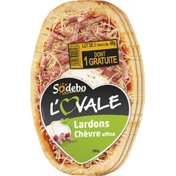 Sodebo L'Ovale - Pizza lardons chèvre affiné le lot de 3 pizzas de 200 g