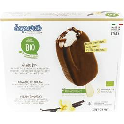 Saporit Glace au goût vanille couverture chocolat au lait BI... les 3 bâtonnets de 75 g