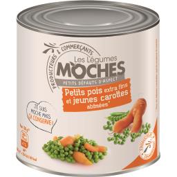 Les Légumes Moches Petit pois extra fins et carottes abîmées en morceau... la boite de 265 g net égoutté