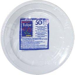 Assiettes plastique blanches, rigides et résistantes, D22cm Assiettes plastique blanches, rigides et résistantes, D22cm,DOMEDIA,le paquet de 50