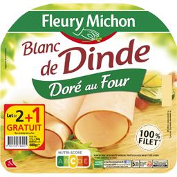 Fleury Michon Blanc de dinde doré au four le lot de 2 barquettes de 4 tranches - 480 g