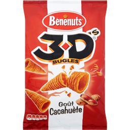 Produit soufflé à base de maïs à la cacahuète - 3D Bugles Produit soufflé à base de maïs à la cacahuète - 3D Bugles,BENENUTS,le sachet de 85g