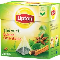 Thé vert, épices orientales, la boite de 20 sachets - 32 g,LIPTON,la boite de 20 sachets - 32 g