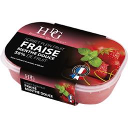 Sorbet fraise menthe douce, 56% de fruit Sorbet fraise menthe douce, 56% de fruit,HISTOIRES DE GLACES,Le bac de 750 ml