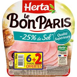 Herta Le Bon Paris - Jambon -25% de sel la barquette de 6 tranches - 280 g