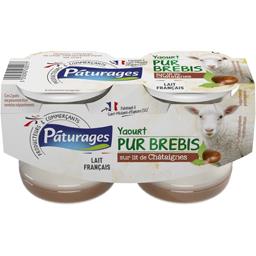 Yaourt au lait de brebis sucré sur lit de châtaignes Yaourt au lait de brebis sucré sur lit de châtaignes ,PATURAGES,le lot de 2x125 Gr
