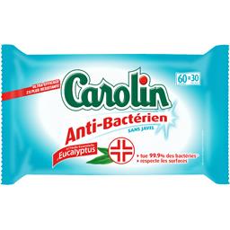 Lingettes multi-usages anti-bactériens sans javel, le paquet de 30 lingettes Lingettes multi-usages anti-bactériens sans javel, le paquet de 30 lingettes,CAROLIN,le paquet de 30 lingettes