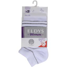 Eldys Mi-chaussettes femme invisibles rayures blanc t35/37 le lot de 2