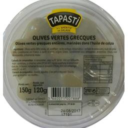 Tapasti Olives vertes grecques la barquette de 120 g net égoutté