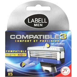Labell Men - Lames de rasoir 3 lames Compatible 3 la boite de 5 lames
