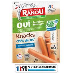 Monique Ranou Knacks -25% de sel la barquette de 6 - 210 g