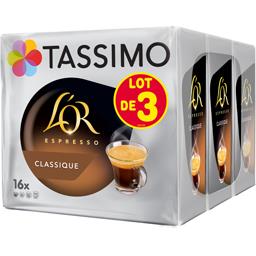 Tassimo Carte Noire - Capsules de café Espresso Classic les 3 boites de 16 capsules - 312g
