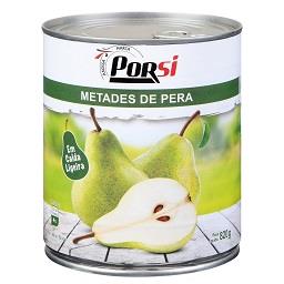 Pera em metades, lata