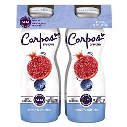 Iogurte magro líquido corpos danone romã e mirtilo