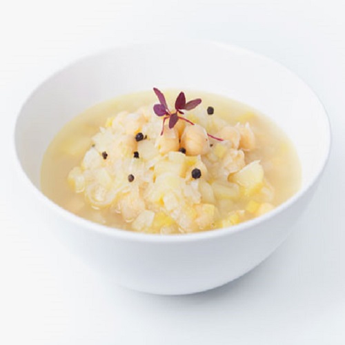 Sopa de alho francês com grão